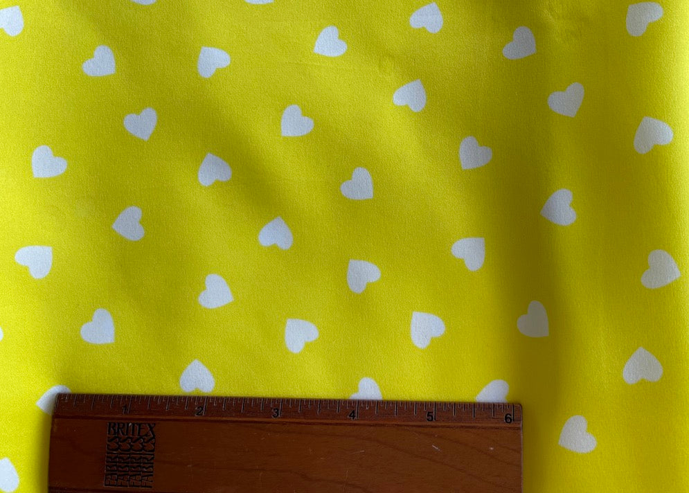Valentino Electric Yellow Floating Hearts Silk Satin Charmeuse (Made in Italy)