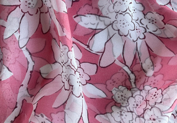 Valentino Sheer Lemonade Pink Floral Silk Chiffon (Made in Italy)