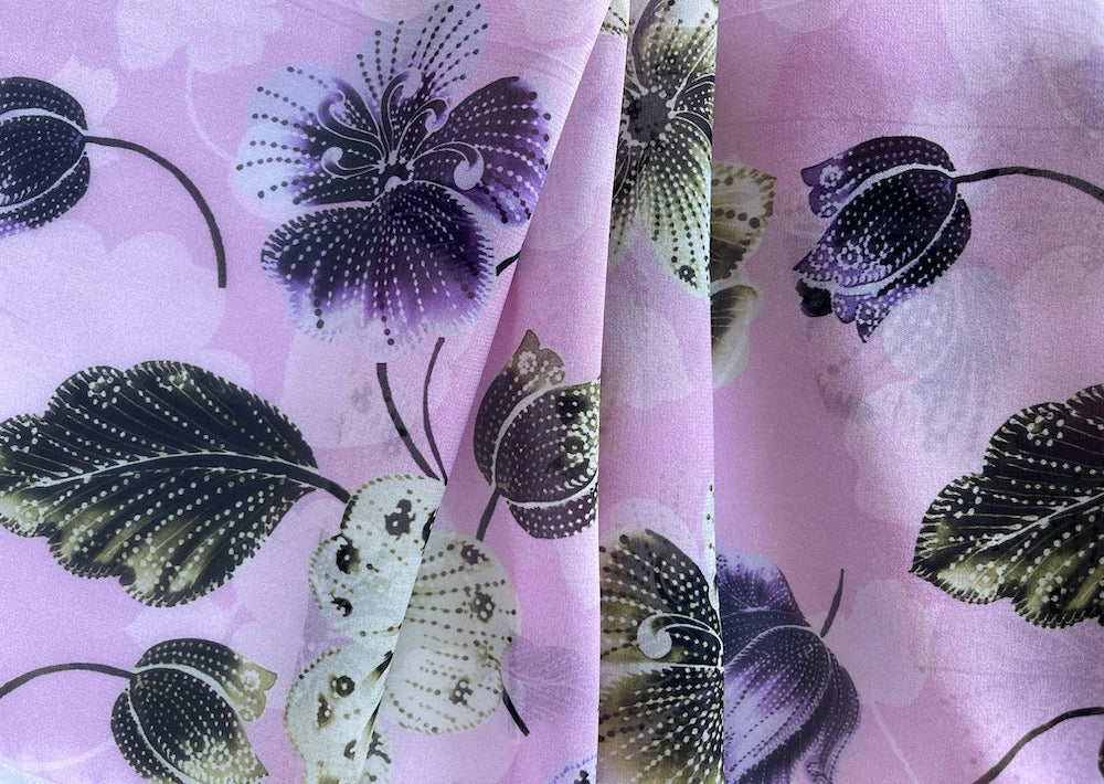 Ungaro Sweet Windflowers & Campanula Silk Chiffon (Made in Italy)