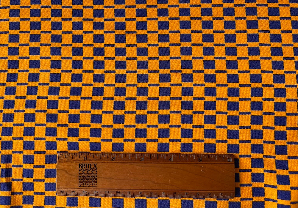 41" Panel - Op Art-Inspired Marigold & Cobalt 4-Ply Silk Blend  (Made in Italy)