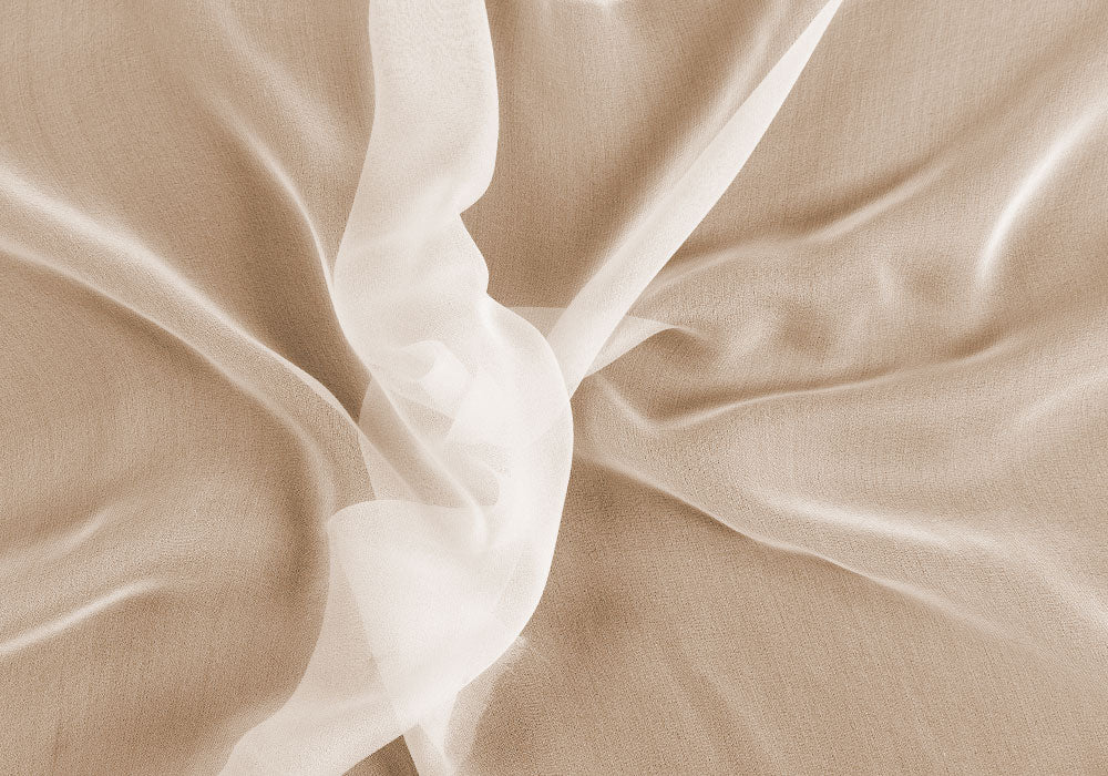 Palest Peach Blush Silk Chiffon