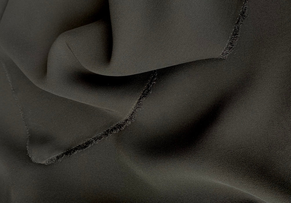 Finest Deep Black 4-Ply Silk Crepe (Made in Italy)