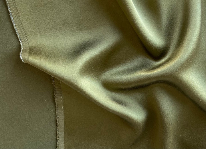 Saturated Olive Green 4-Ply 40 mm Crepe-Back Silk Satin (Made in Korea)