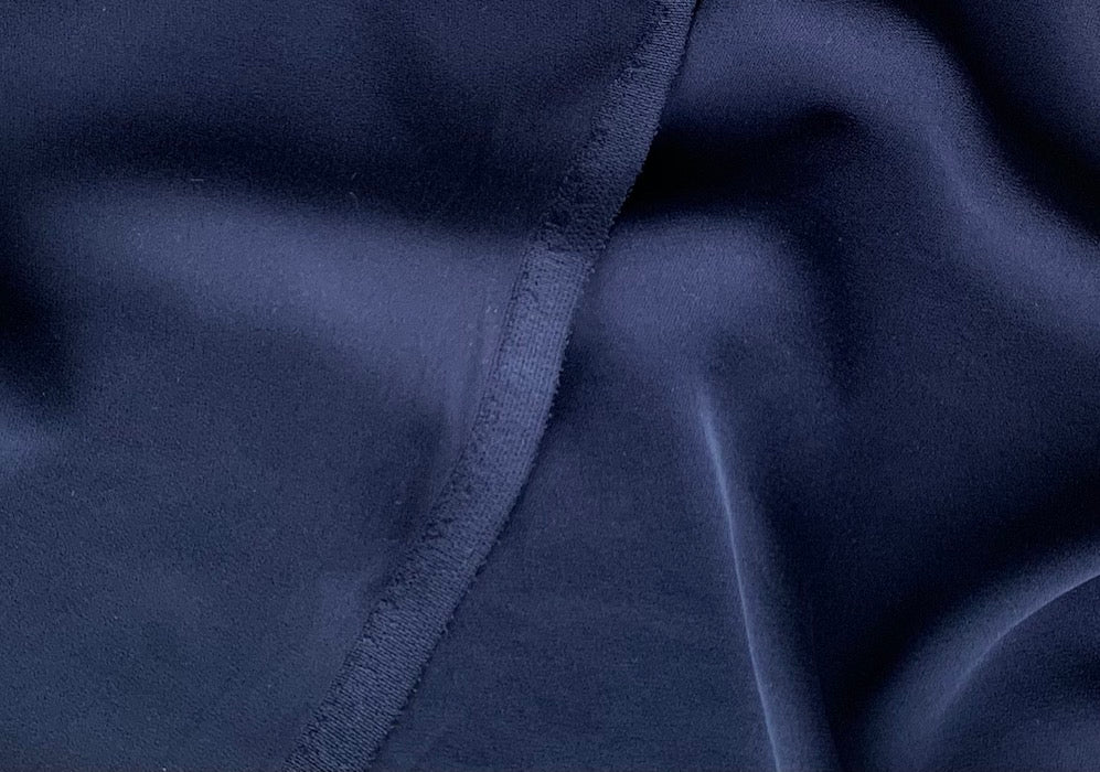 Bright Navy Stretch Silk Crepe De Chine