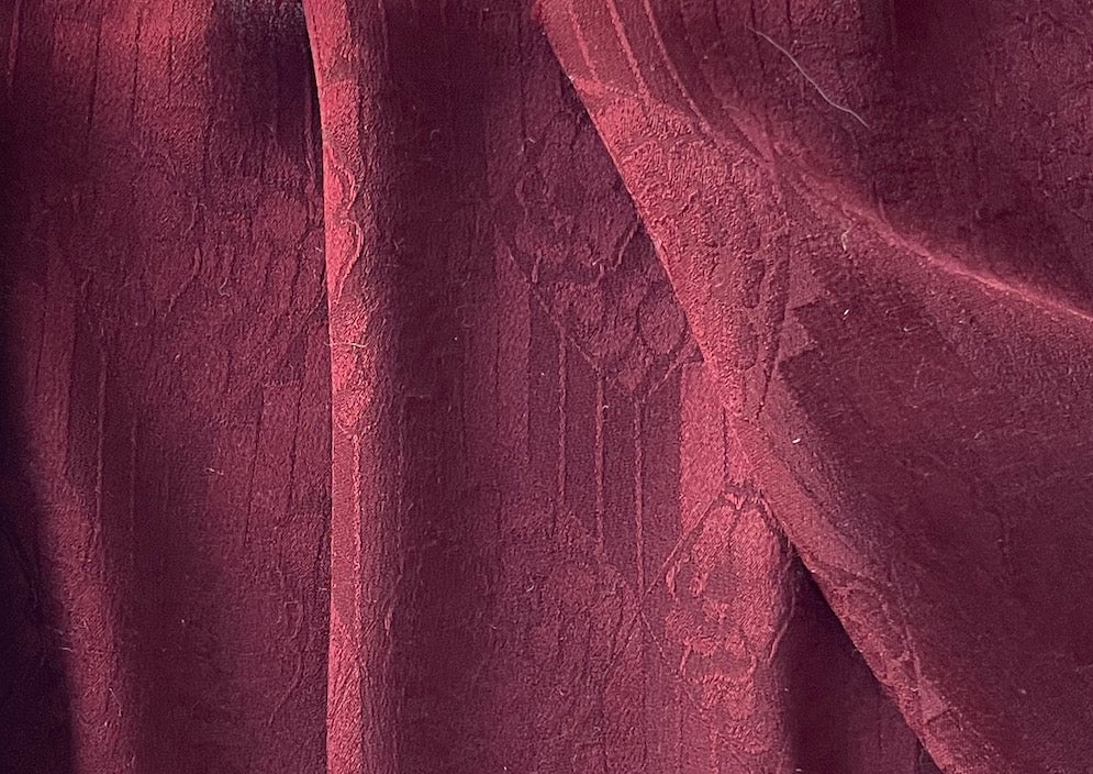 Rusty Brick Striped Floral Silk Jacquard (Made in Italy)