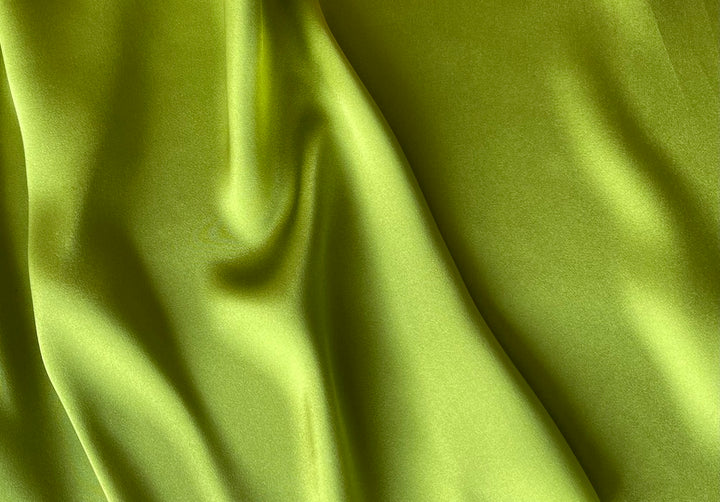 Lustrous Fresh Kiwi Green Silk Satin Charmeuse (Made in Italy)