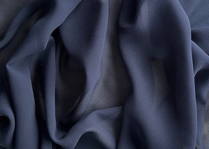 Sheer Midnight Navy Silk Chiffon (Made in Italy)