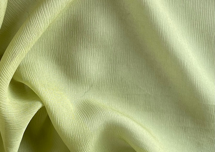 Semi-Sheer Muted Pear Green Crinkled Silk Chiffon
