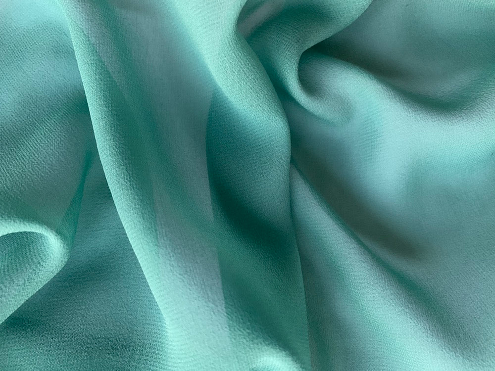 Semi-Sheer Underwater Sea Foam Green Silk Georgette