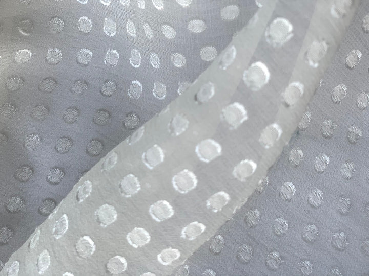 Romantic Silk White Fil Coupé Dots Silk Chiffon