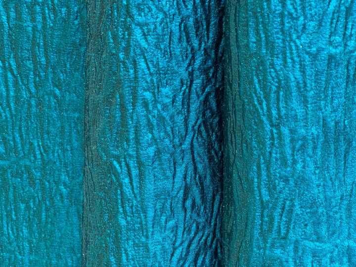 Dark Teal Blue Crinkled Silk