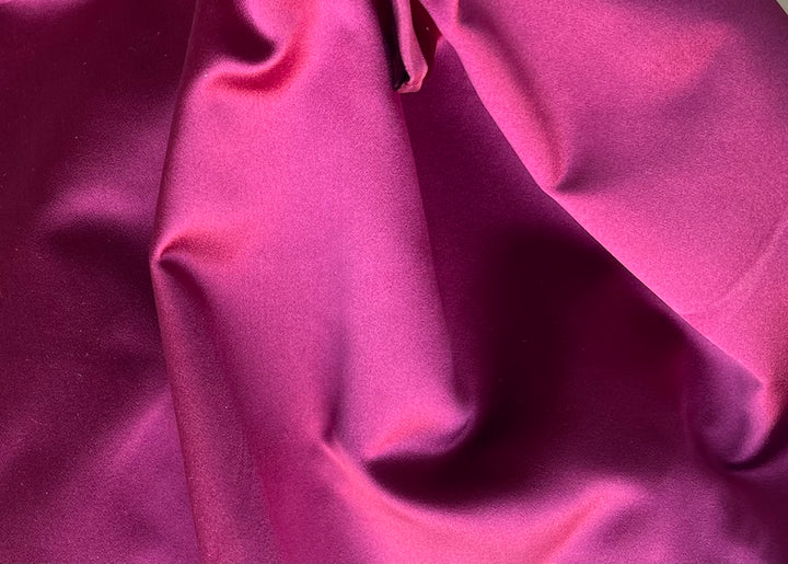 Rich Cranberry Wine Silk Duchess Satin (Made in Italy)