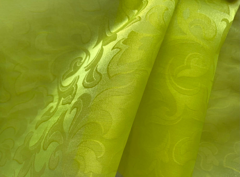 Sheer Shockingly Elegant Chartreuse Jacquard Silk Organza (Made in Italy)