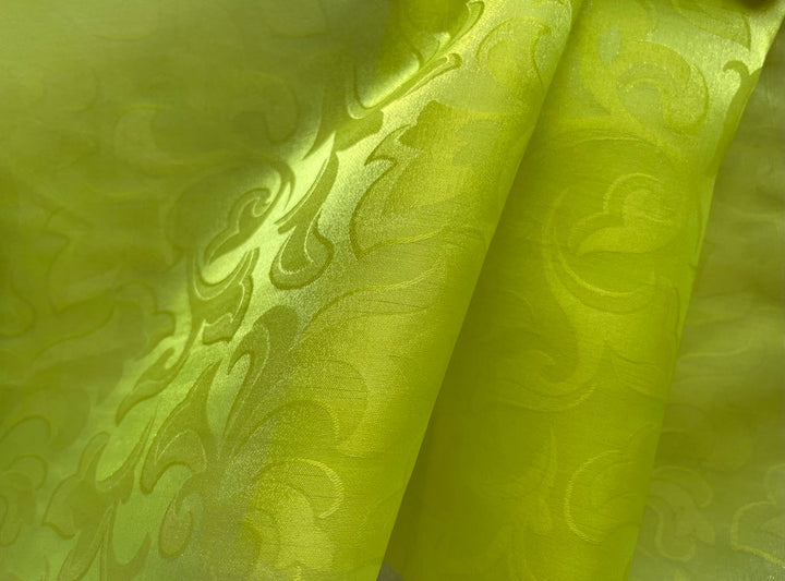Sheer Shockingly Elegant Chartreuse Jacquard Silk Organza (Made in Italy)