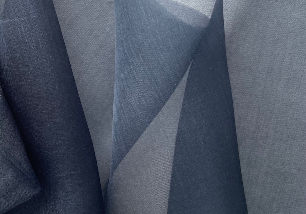 Sheer Classic Cultivated Navy Silk Organza (Made in Korea)