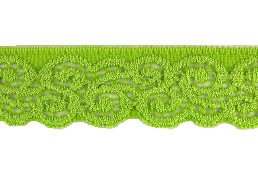 1 1/4" Green Arabesque Stretch Edging Lace