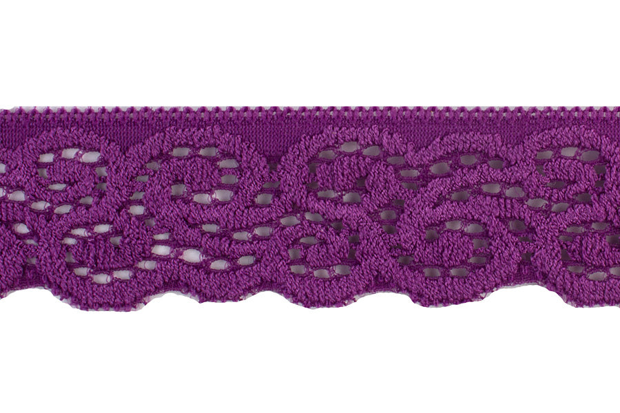 1 1/4" Purple Arabesque Stretch Edging Lace