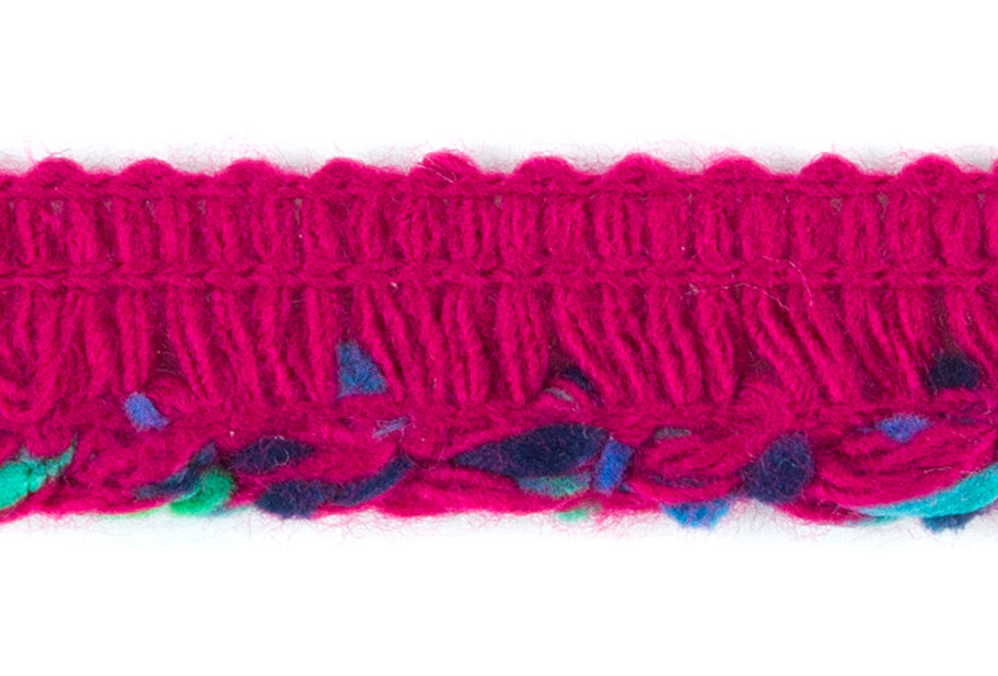 5/8" Deep Pink & Seafoam Green Braided Trim (Made in France)