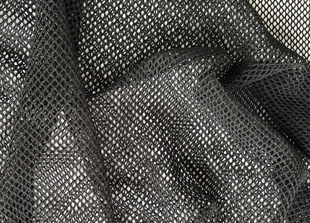 Jet Black Stretch Polyester Blend Fishnet