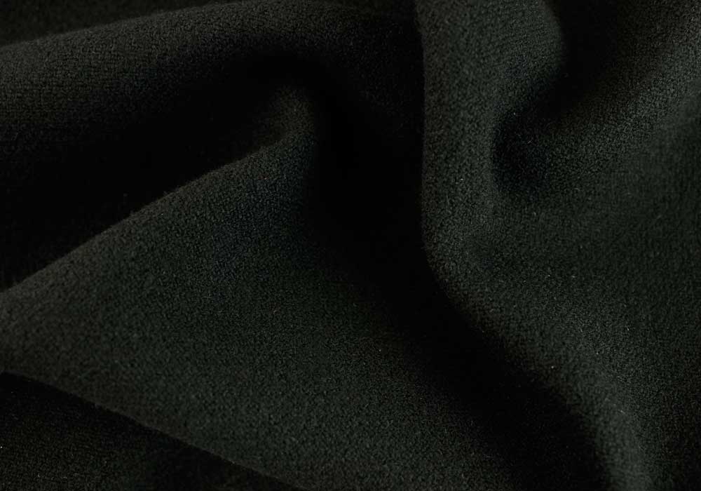 Couture Black Stretch Virgin Wool Melton Coating (Made in Italy)