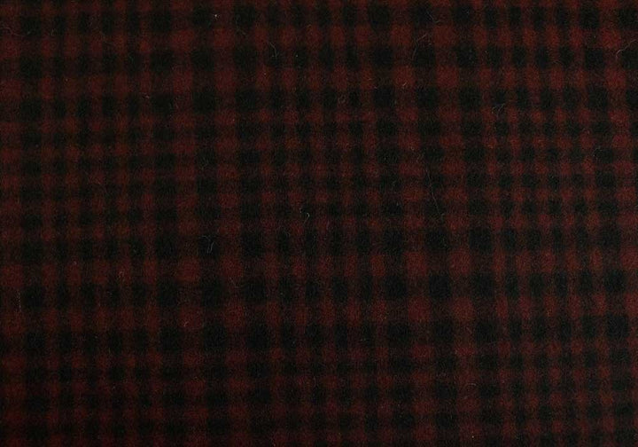 Designer Black & Red Checked Wool Melton Coating (Made in Italy)