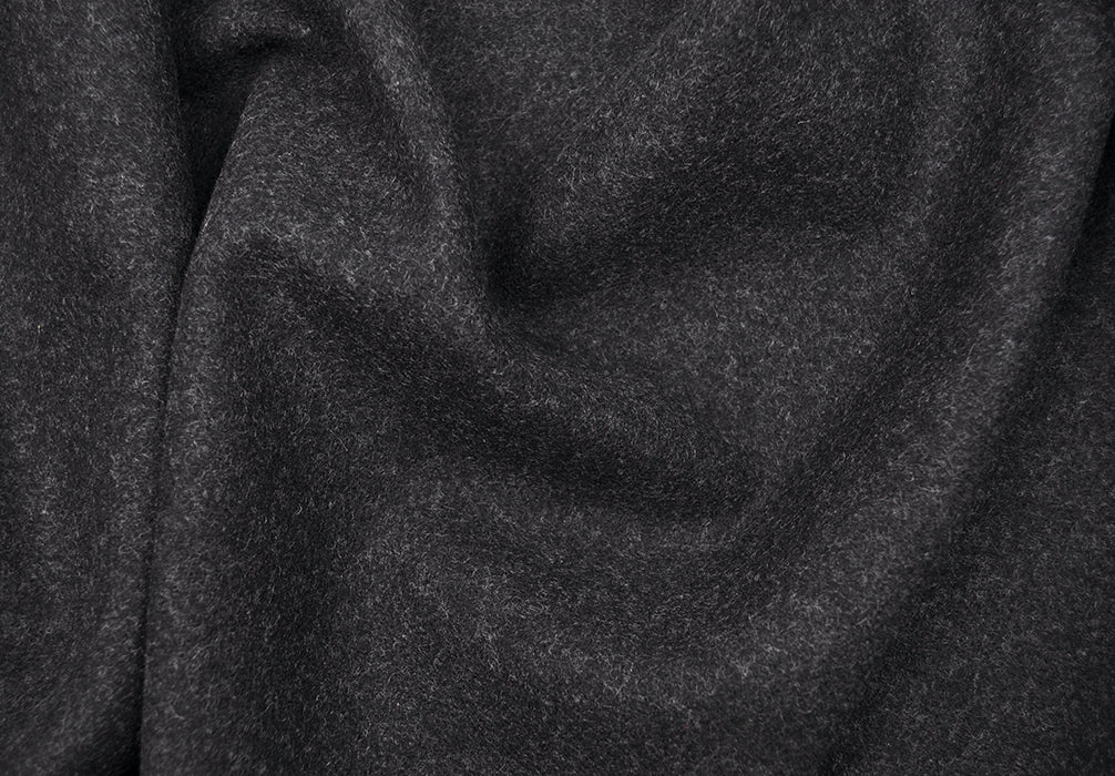 Selvedged Heathered Charcoal Grey Wool Melton Coating