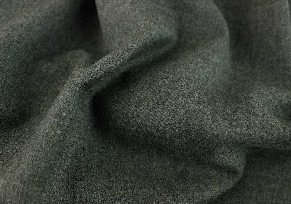 Midweight Heathered Grey Stretch Wool Flannel (Made in Italy)