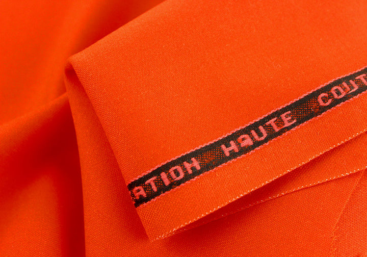 Fiery Orange Selvedged Stretch Wool Twill (Made in Italy)