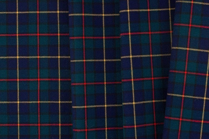 Designer Navy & Forest Plaid Wool (Made in Italy)