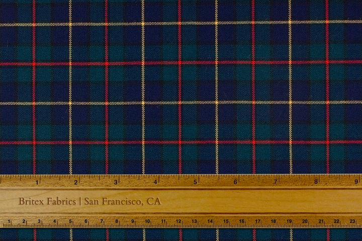 Designer Navy & Forest Plaid Wool (Made in Italy)