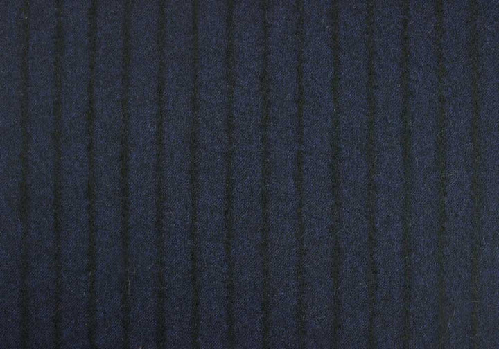 Designer Striped Navy Wool & Cashmere Flannel Suiting (Made in Italy)
