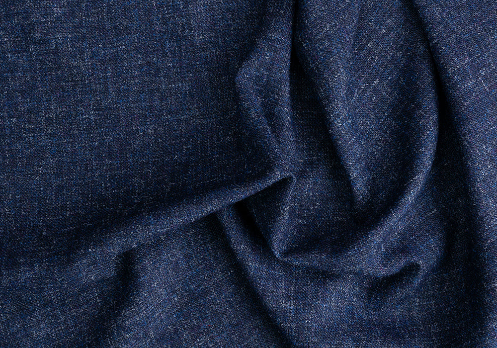 Navy Patterned Wool wool fabric, Ultramarine & Navy Virgin Wool Tweed (Made In Italy ...