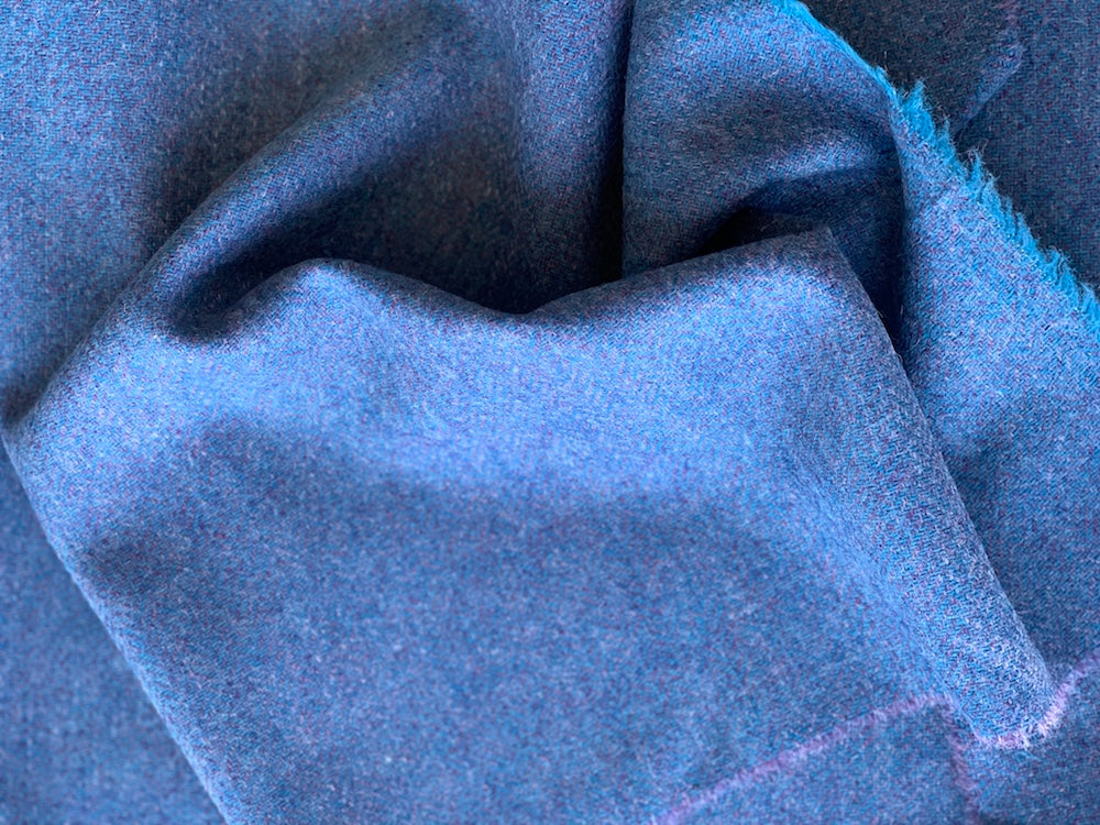 Cobalt & Lavender Herringbone Wool Tweed (Made in Ireland)