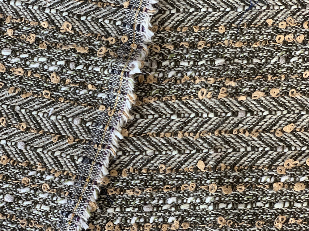 Pale Cappuccino Herringbone Cotton Blend Tweed Bouclé  (Made in Italy)