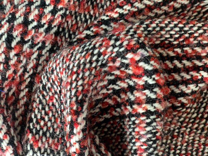 Snuggly Coral Tomato Plaid Wool & Mohair Blend Coating  (Made in Italy)