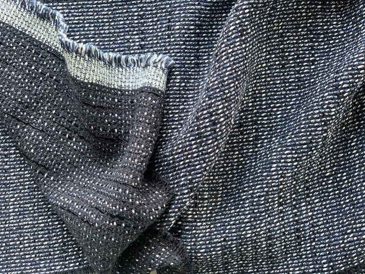 Summery Denim & Black Cotton Bouclé  (Made in Italy)