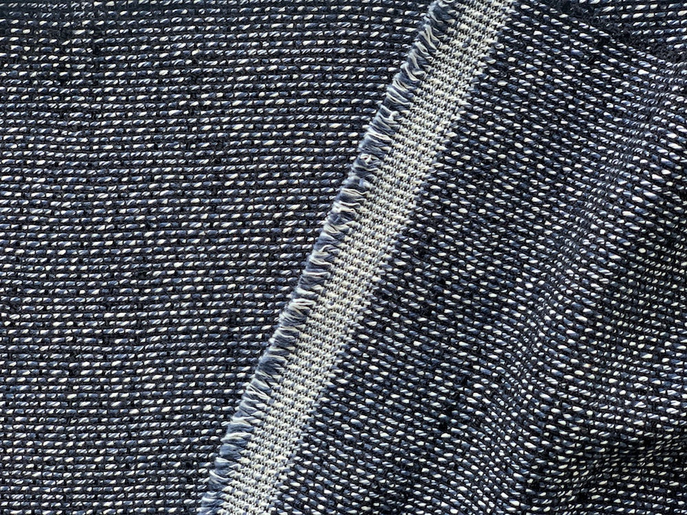 Summery Denim & Black Cotton Bouclé  (Made in Italy)