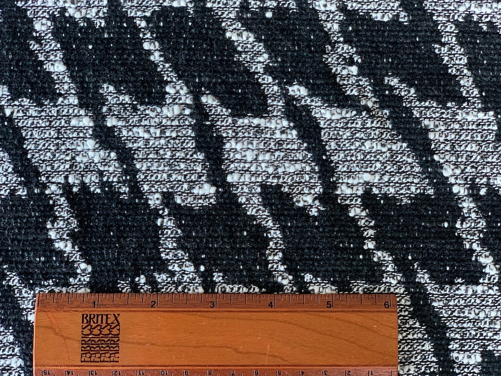 Loose Black & White Houndstooth Cotton Blend Bouclé