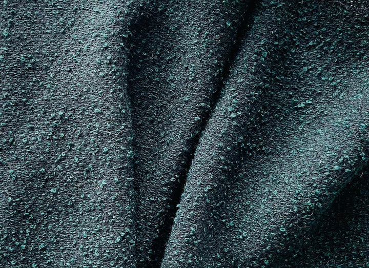Couture Elegant Nubby Black & Hunter Green Wool Blend Bouclé (Made in Italy)