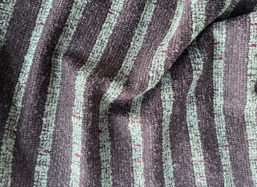 Elegant Striped Glaucus & Cedar Mohair Blend Bouclé (Made in Spain)