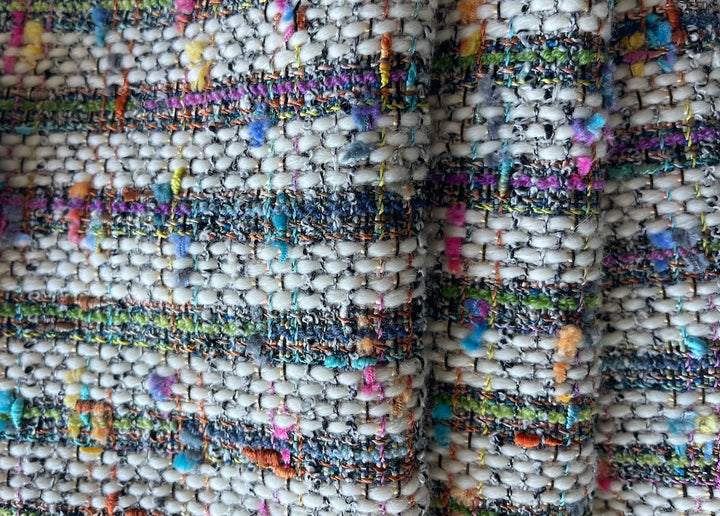 Confetti Cream Striped Wool Blend Bouclé (Made in Italy)