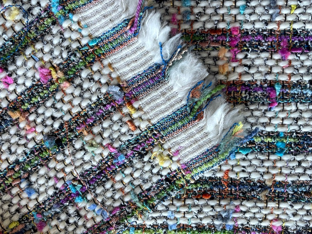 Confetti Cream Striped Wool Blend Bouclé (Made in Italy)