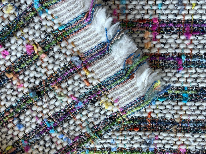 Confetti Cream Striped Wool Blend Bouclé (Made in Italy)