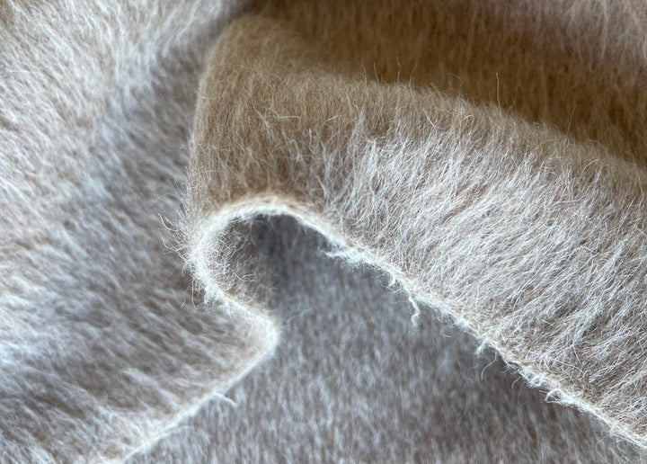 Camelidae Beige Double-Faced Alpaca & Wool Blend Coating (Made in Italy)