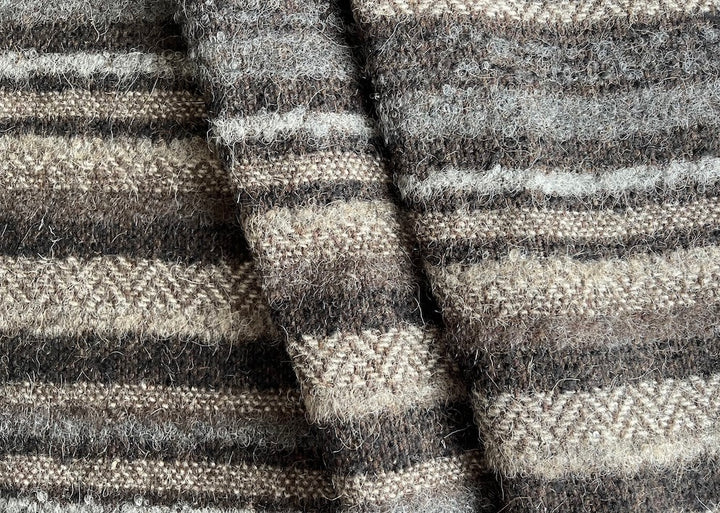 Herringbone, Tweed and Bouclé Striped Wool & Mohair Blend Coating (Made in Italy)