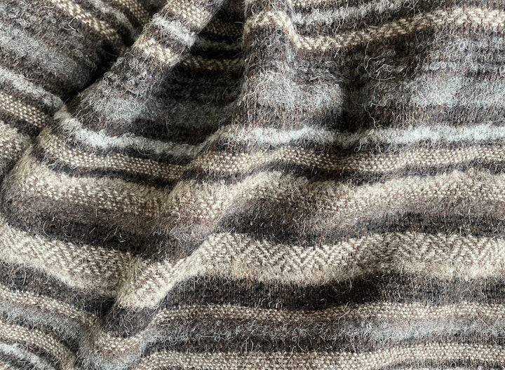 Herringbone, Tweed and Bouclé Striped Wool & Mohair Blend Coating (Made in Italy)