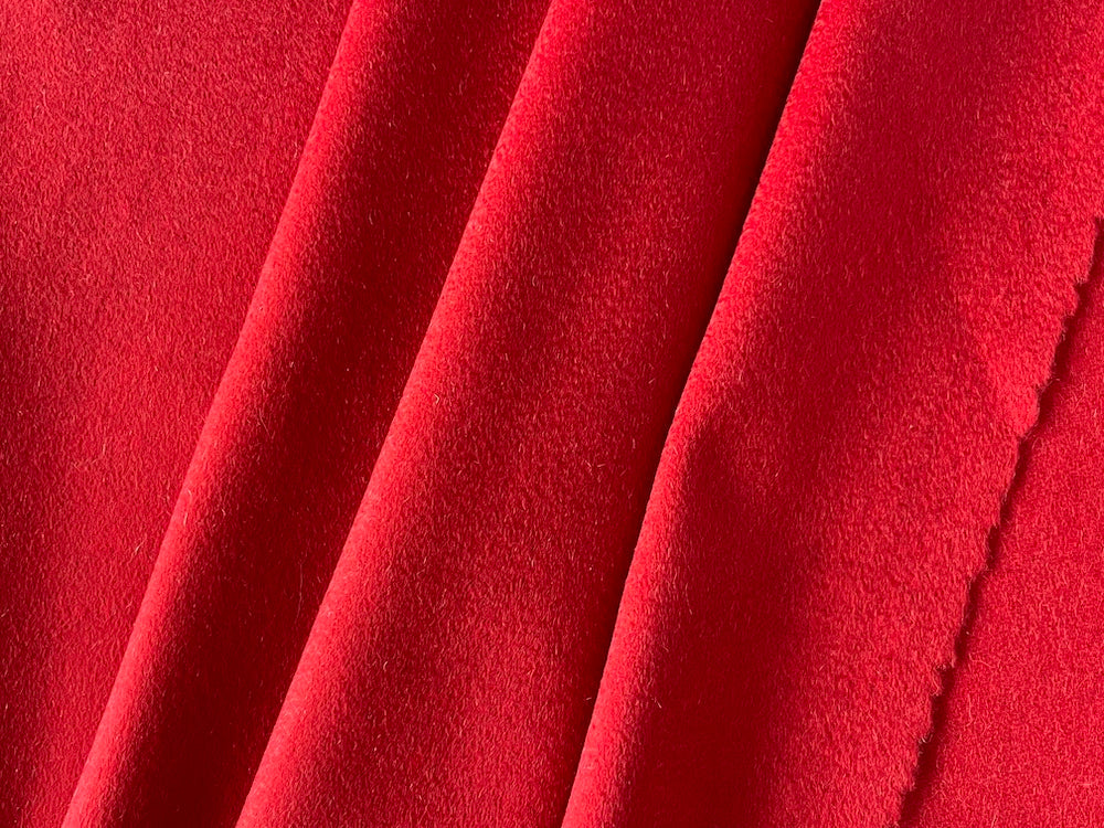 High-End Lustrous Lipstick Red Cashmere Coating (Made in Italy)