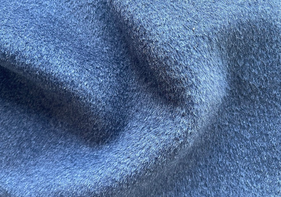 High-End Lobelia Blue Wool & Alpaca Blend Coating (Made in Italy)