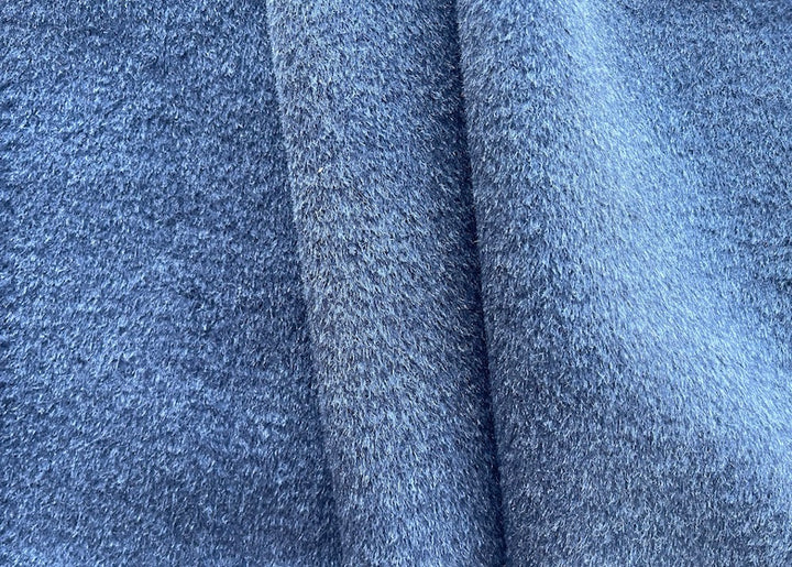High-End Lobelia Blue Wool & Alpaca Blend Coating (Made in Italy)