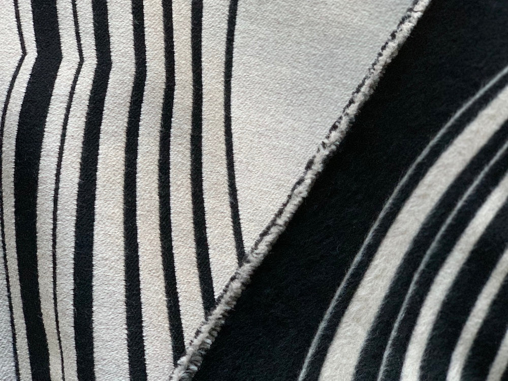 Soft Black & Ivory Over-Sized Marquise Wool Coating (Made in Italy)
